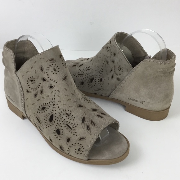 Coolway taupe Jasper lazer cut open toe ankle booties size 40 (9) - Picture 1 of 10
